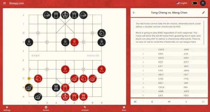 a picture for the demostration of the annotation feature of xiangqi.com